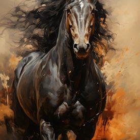 A horse painting with a black mane and tail., generative IA