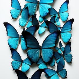 Blue butterflies isolated in the white background. tropical, generative IA