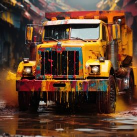 Expressionist truck a journey of intense colors and distorted forms in the energ, generative IA