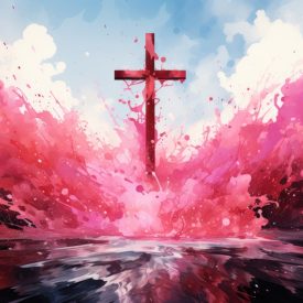 Cross Clipart in Watercolor Christian Red and Pink Cross Set Baptism Cross Relig, generative IA