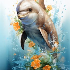 Pencil sketch cute art dolphin fish design, generative IA