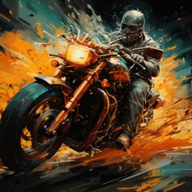 Expressionist Motorcycle Bold brushstrokes and intense colors transform the mach, generative IA