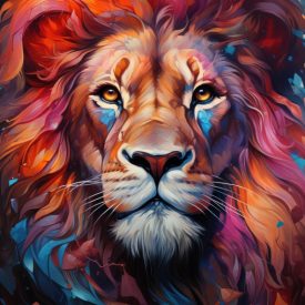 Lion Portrait in Arc Colors, generative IA