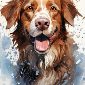 Bright illustration of a dog. Dog portrait. Labrador, generative IA
