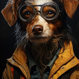 Funny hipster cute art anthropomorphic illustration dogs, generative IA