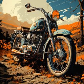 Vintage motorcycle illustration, generative IA
