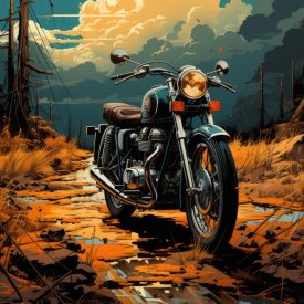 Vintage motorcycle illustration, generative IA