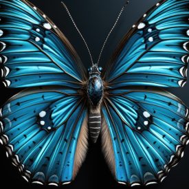 Beautiful blue butterfly isolated in the white background, generative IA