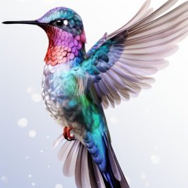 Beautiful Hummingbird color of bird of purple bird iridescent isolated color in , generative IA