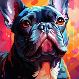 Colorful French Bulldog in Pop Art Portrait, generative IA