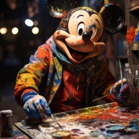 Mickey in vivid colors The magic of manual painting comes to life with expressiv, generative IA