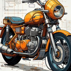 Retro style motorcycle design designs in isolated white background, generative IA