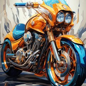 Motorcycle in the white background art of digital illustration, generative IA
