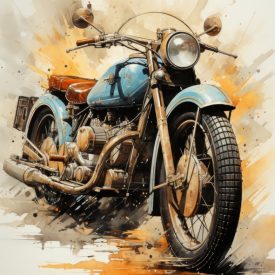 Motorcycle in the white background Creative Digital Illustration Painting Vintag, generative IA