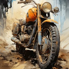 Motorcycle in the white background Creative Digital Illustration Painting Vintag, generative IA