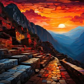 Vibrant Machu Picchu an expressionist ode to archaeological energy, generative IA