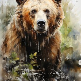 Brown bear watercolor, generative IA