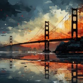 Ponte Golden Gate contrasting harmony between abstraction and realism in artisti, generative IA