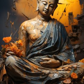 Spiritual Tessitura An audacious fusion between modern abstract art and Buddha s, generative IA