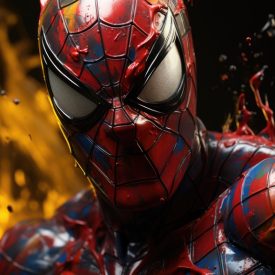 Art in motion the intense expression of Spider Man in the expressionist style, generative IA