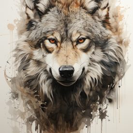 Aggressive Contour Project of Majestic Wolf on the Black and White Flash Tattoo , generative IA