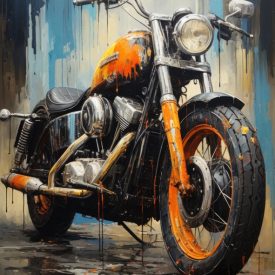 A Motorcycle Painting with the Word Harley, generative IA