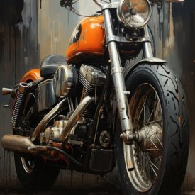 A Motorcycle Painting with the Word Harley, generative IA