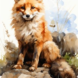 A fox with a fox Fox painting, hd png download, generative IA