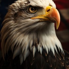 American Bald Eagle with Golden Background, generative IA