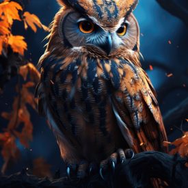 An owl sitting on top of an image of tree branch, generative IA