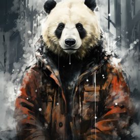Gray bear and panda sketches, generative IA