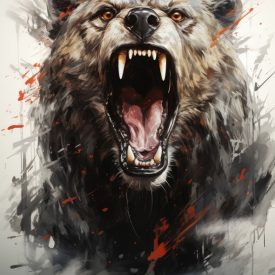 Bear or Grizzly Animal Sketch of Wild Predator, generative IA