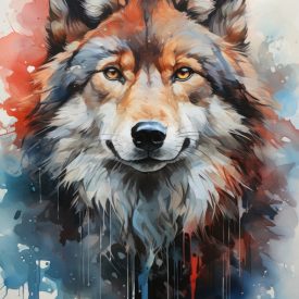 Wolf Moon Watercolor Abstract, generative IA
